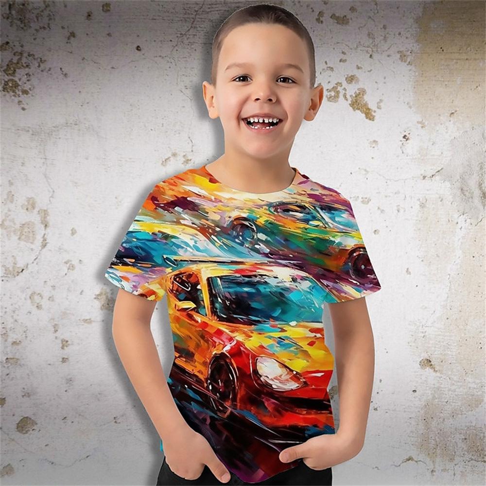 Retro Motorcycle 3d Printed T Shirt Kids Children Birthday Tshirts Baby Clothes Boys Girls Casual T-Shirts Top Tee Summer