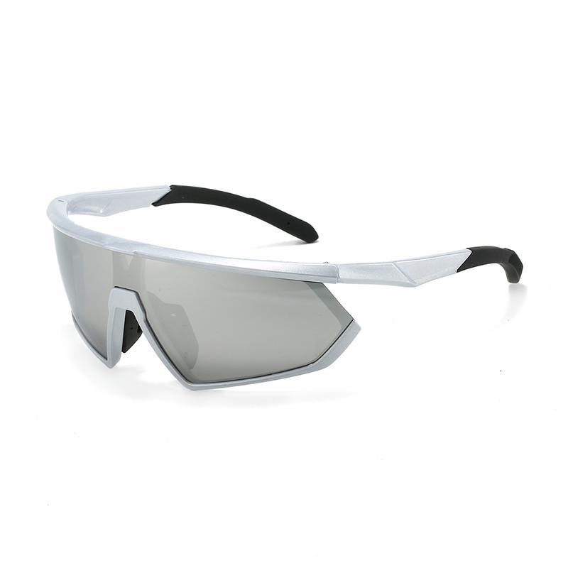 

Trendy Wrapped Circular Futuristic Hiking Shades KAMMPT New Y2k Sports Goggle Men Mirror Punk Style Outside Cycling Sun Glasses as picture shows
