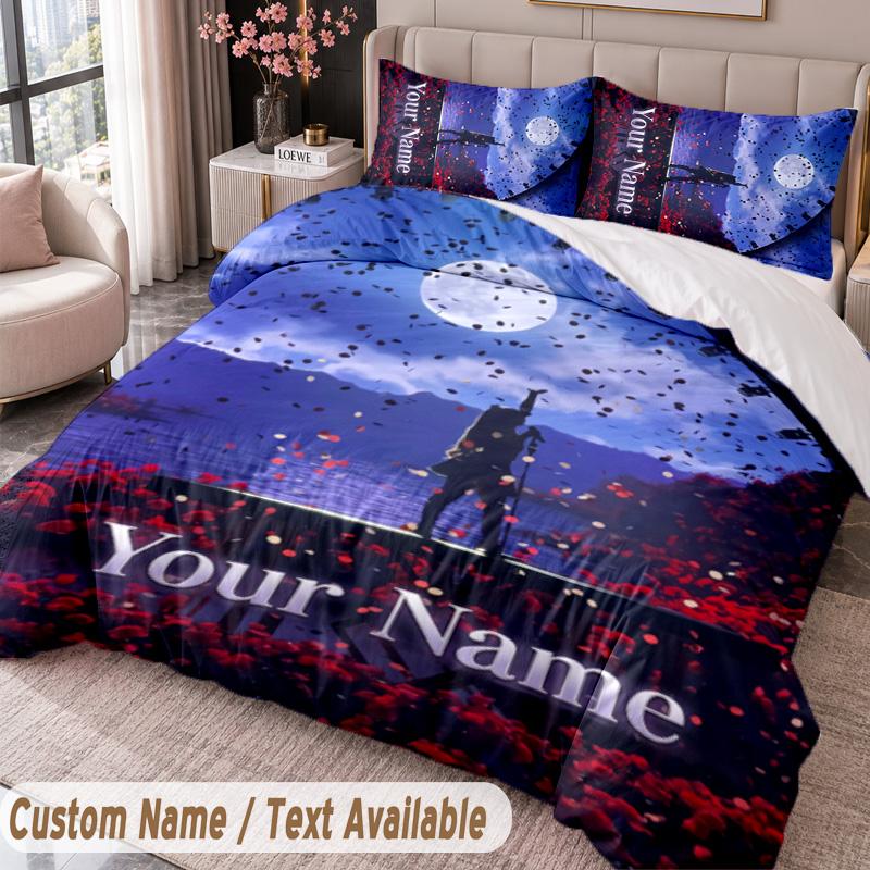 Custom Name Text 3Pcs Bedding Set Ayliva Duvet Cover And Two Pillowcases