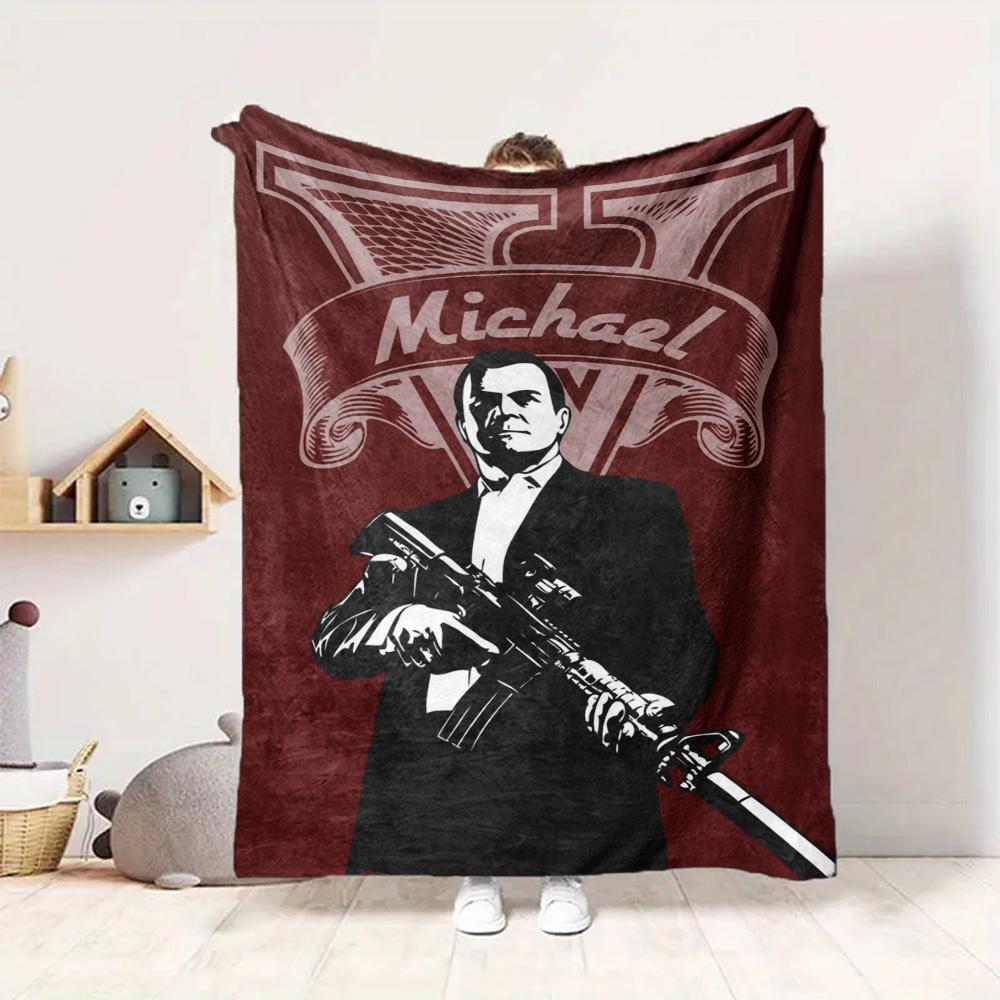 Gangster Style Flannel Blanket Throw Blanket Soft Warm Sofa Bed Camping Home Decor Unique Christmas Gift C9211624