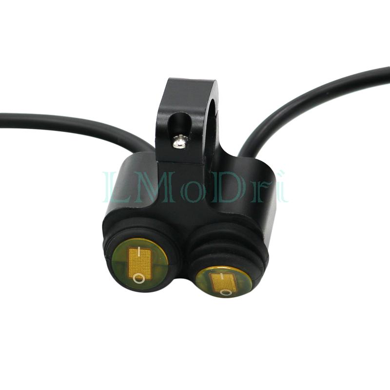 LMoDri Motorcycle Handlebar Switch 2 Control Buttons Motorbike 22mm 7/8" Bar Refit Switches ON/OFF