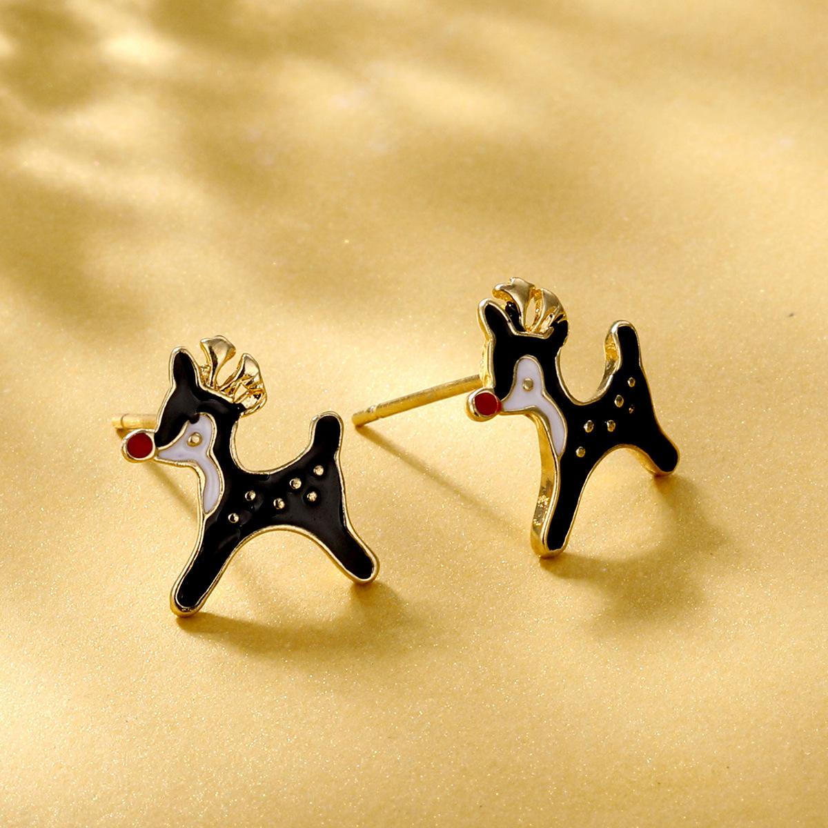 

Fashionable Christmas Alloy Earrings Unique Gift For Women Holiday Jewelry Black