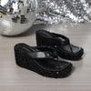Fashion Women's Platform Sandals Flip Flops Slip-On Summer Thick Bottom High Heels Beach Slippers Sparkling Sequin Shoes Size 35 42