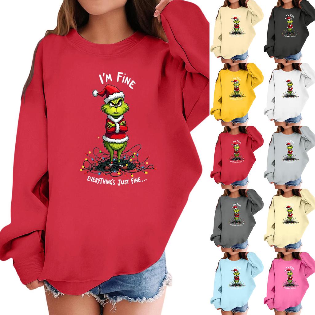 Children's Fashionable Casual Long-sleeved Loose Christmas Print Pullover Hooded Sweatshirt