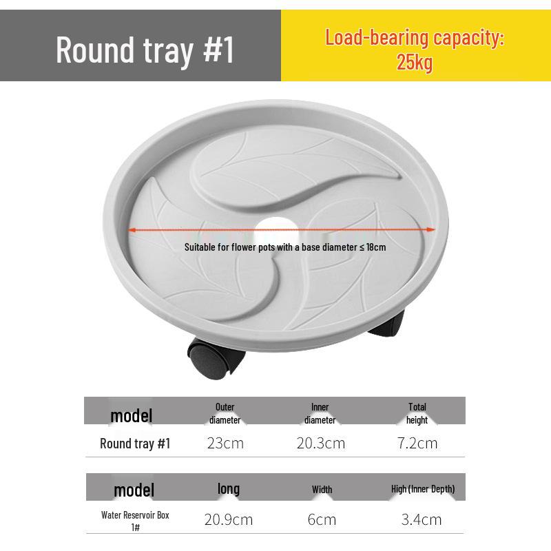 Mobile Plant Tray with Wheels and Water Reservoir - Leak-Proof, Thickened Plastic Base