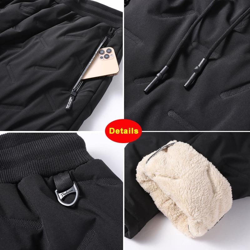 Vinter lammeull Warm Thicken Joggebukser Herre Mote Joggers Vanntette Uformelle Bukser Herre Pluss Fleece OverSize bukser