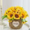 Silk Sunflower Floral Arrangement: Artificial Potted Bouquet for Living Room and Dining Table Decoration.