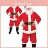 Costume Traditionnel du Père Noël pour Homme Avec Barbe Ceinture et Chapeau en Rouge et Blanc Classiques
