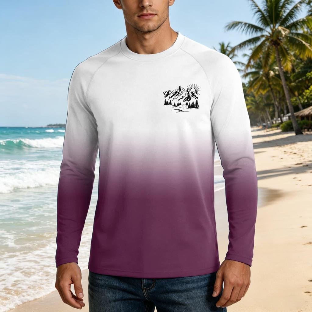 Men's Long Sleeve Outdoor Shirt UPF50 Plus Sun Protection Breathable Lightweight Loose Fit Summer Casual Top