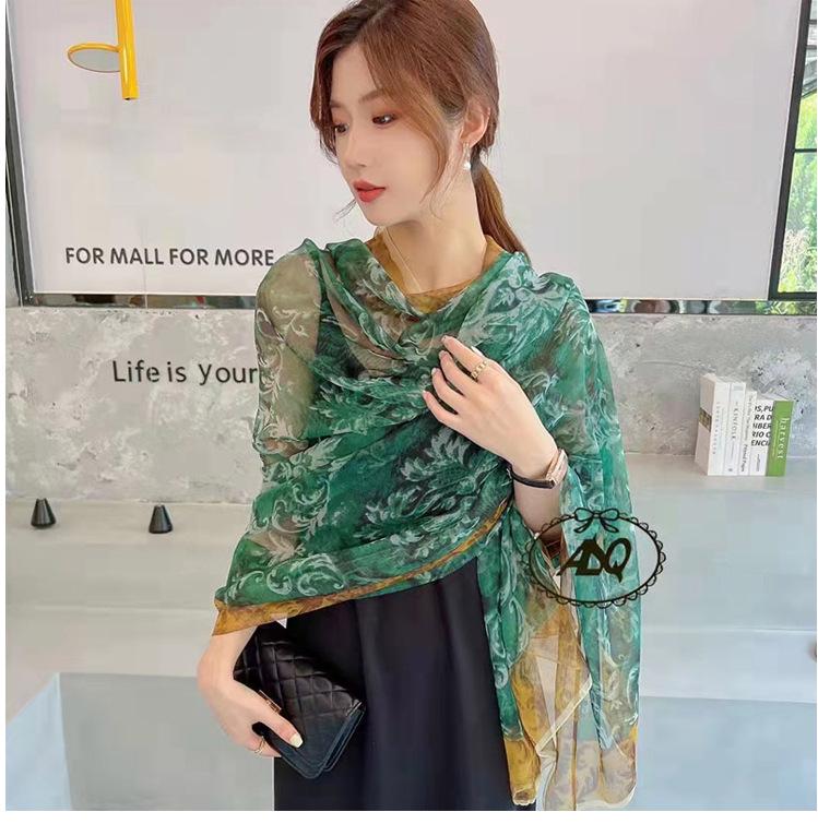 Ailishaqi Extra Large Ice Silk Floral Scarf - Lightweight Summer Sunscreen Shawl Long Beach Wrap