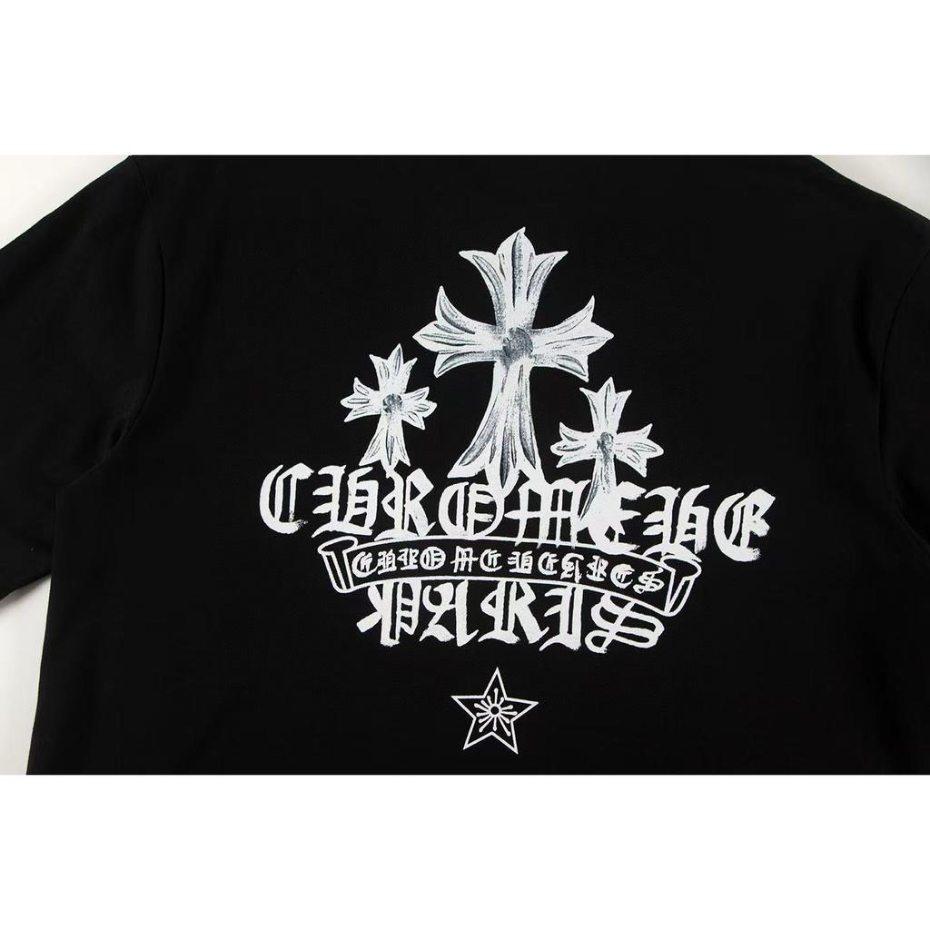 W372 CHROME HEARTS 2025 Summer New High Quality Cotton Round Neck Loose Large Size Men's and Women's T-shirt Couple T-shirt
