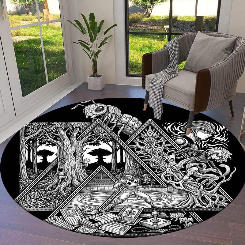 Hunter X Hunter Round Area Rug Carpet Rug For Living Room Bedroom Sofa Playroom Decor Nonslip Floor Mat