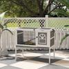 Wooden Rabbit Hutch, Guinea Pig Cage, with Removable Tray, Openable Roof, Grey