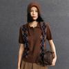 Cardigan en tricot cachemire pour femme à col polo diamant anti-âge