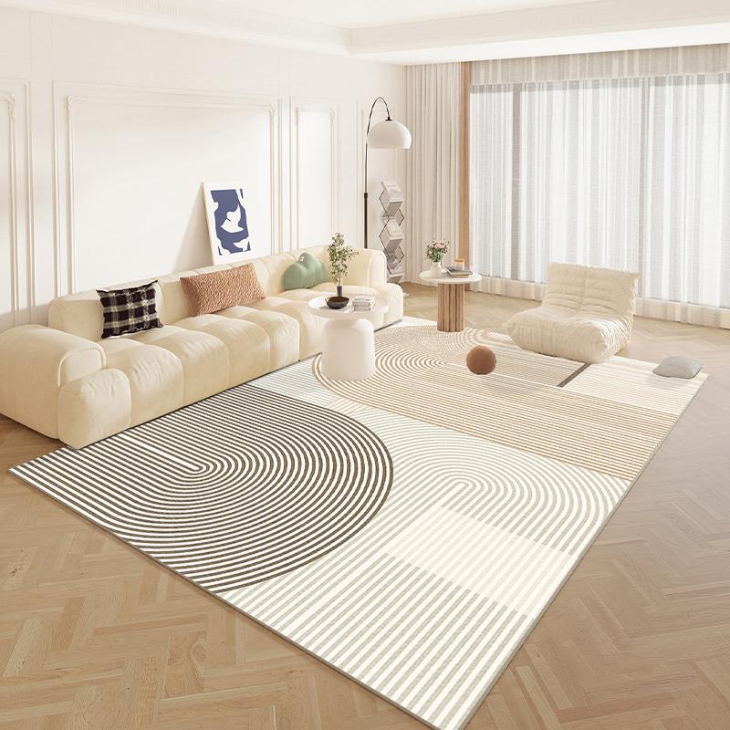 Japanese Style Rugs for Bedroom Thick Washable Floor Mat Fluffy Soft Lounge Rug Cream Color Living Room Decoration Stripe Carpet
