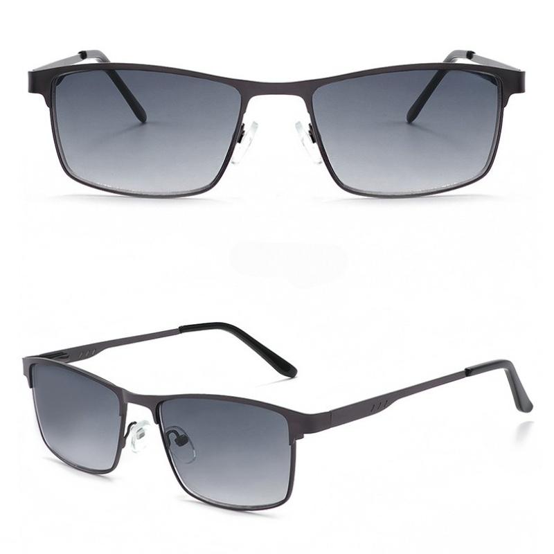 Metal One Lens Two Uses Anti-blue Light Myopia Sunglasses for Men Driving Fishing Sun Protection Rectangular Frame Glasses