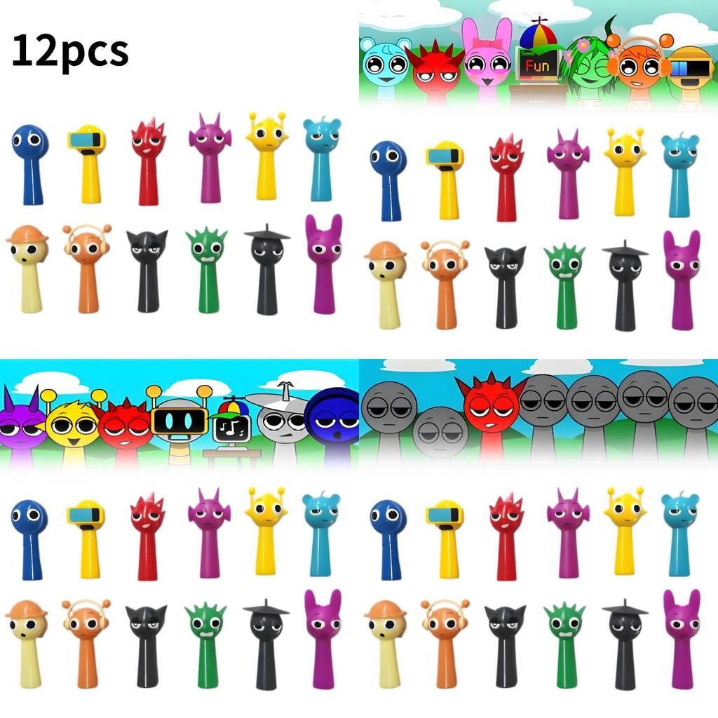 Adorable 3-3.5 Inch Rhythm Box Hand Figurine Models Set Of 12 Colorful Pvc Cake Decorations