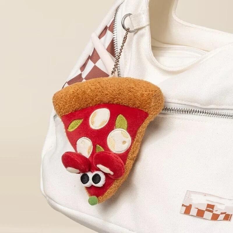 Niedlicher Pizza-Maus Plüsch Schlüsselanhänger Kreatives Essens-Plüschtier Puppe Tasche Anhänger Lustiges Ratten Kuscheltier Für Freunde Geburtstagsgeschenk Kawaii