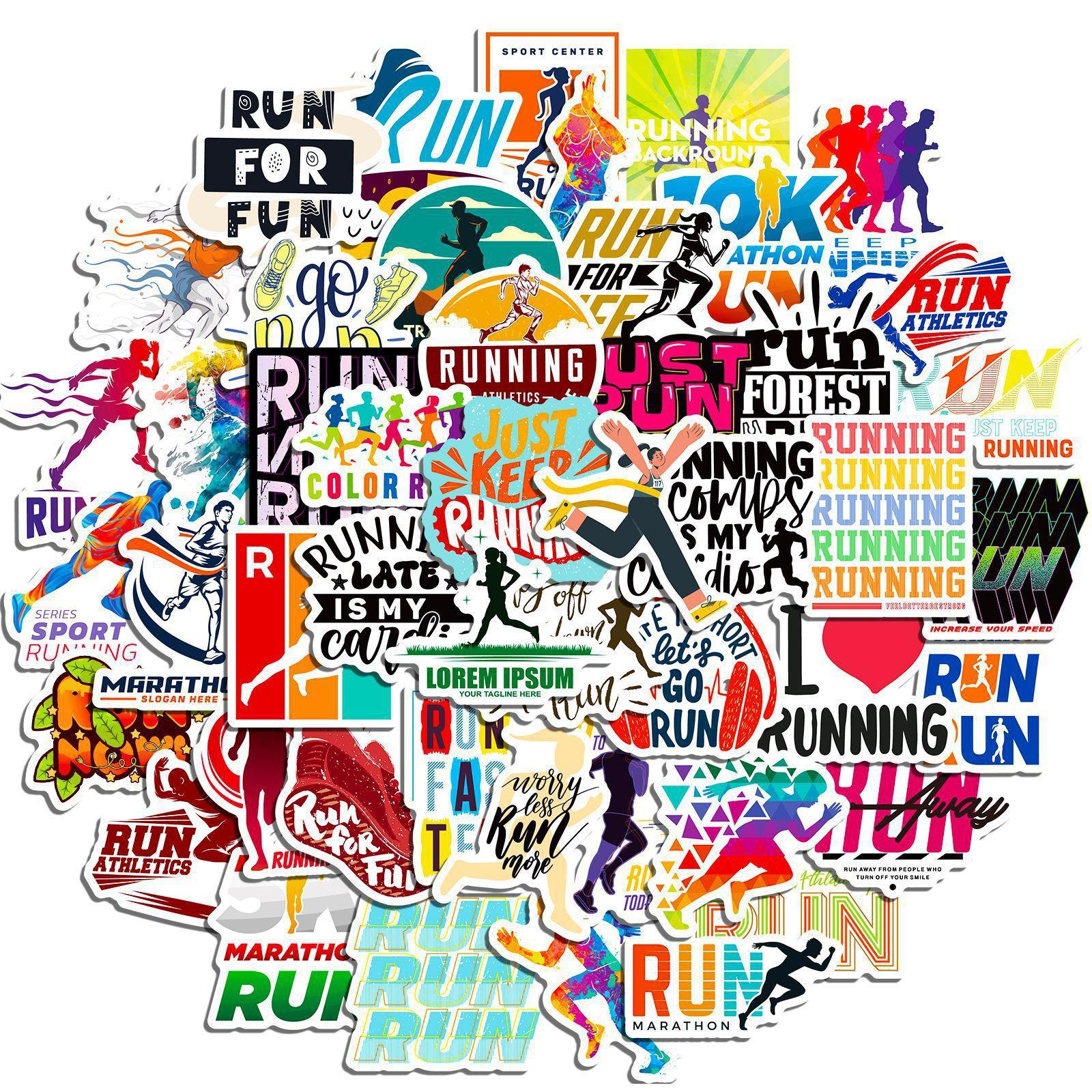 

50 Running English Stickers New Product Sports Series Running Running Graffiti Water Cup Fitness Stickers
