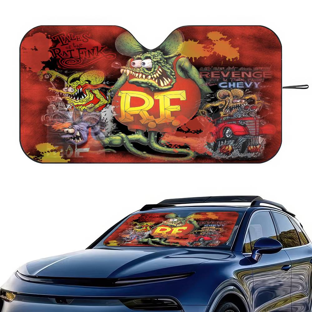 Rat Fink Printed Windshield Sunshade Anime Cute Car Front Windshield 70x130cm Sun Visor Heat Reflector