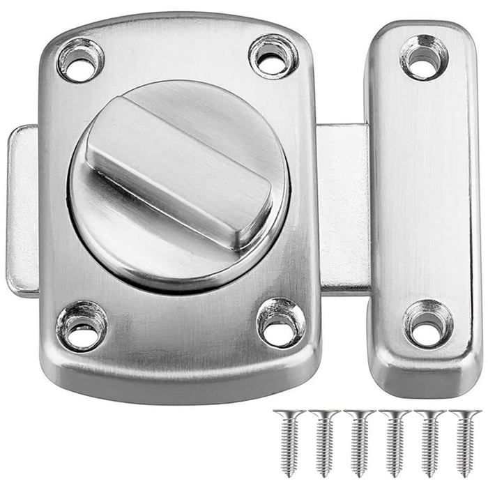 Loquet rotatif de sécurité en acier inox brossé 55 mm – verrou meuble/porte argent