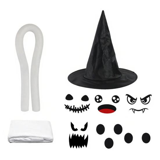 Halloween Ghost Decoration Outdoor Glowing Ghost with Witch Hat DIY Expressions