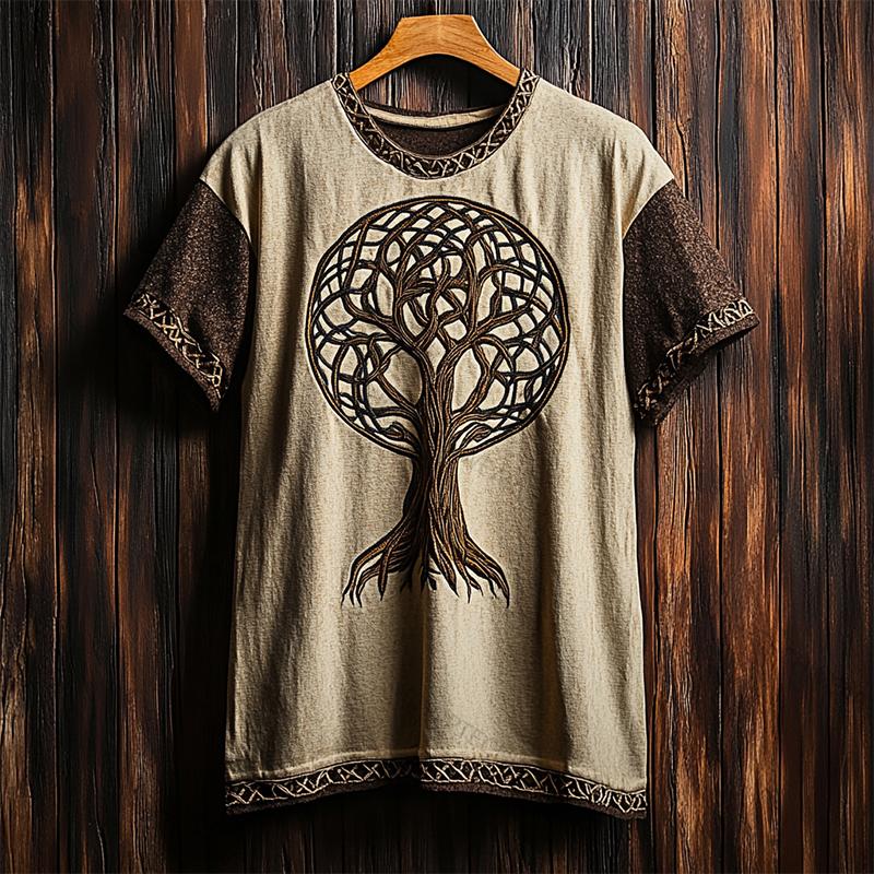Vintage Men's Short-Sleeve T-Shirt Ethnic Print Casual Crew Neck T-Shirt Top Hip-Hop Street Style Outdoor Plus Size Tees Top Women Clothing