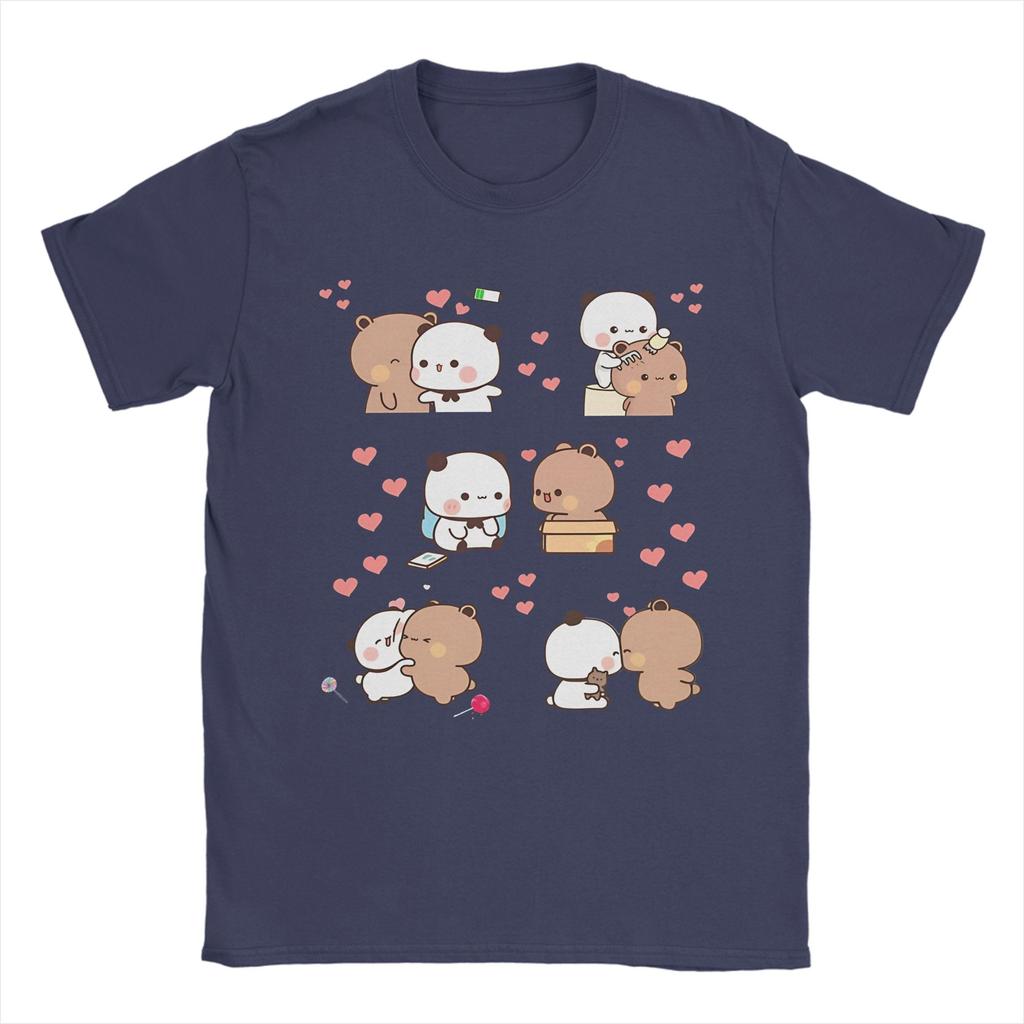 Unique Kawaii Bubu Dudu Couple Pandas TShirts Unisex Round Neck 100 Cotton T Shirt Short Sleeve Tee Shirt Unique Tops