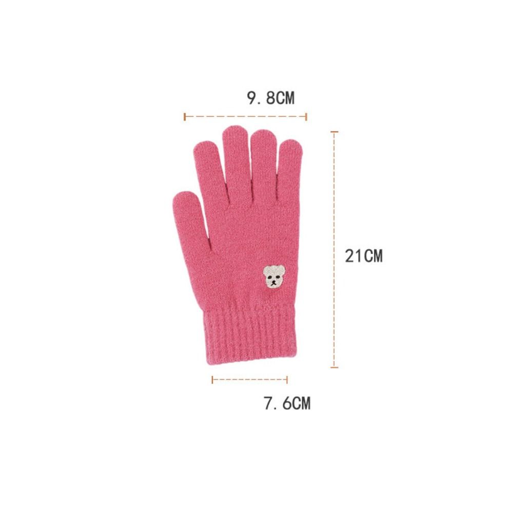 Solid Color Touch Screen Gloves Bear Cycling Gloves Cute Winter Knitted Gloves  Women