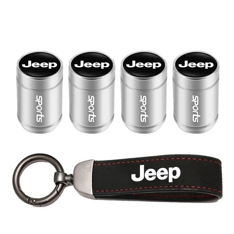 Anti-Rust Car Tire Valve Stem Caps Suede Keychain for Jeep Renegade Wrangler JK JL Grand Cherokee Compass Auto Wheel Accessories
