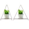 2pcs Wooden Wall Storage Rack Sling Rope Hanging Plant Flower Pot Shelves Home Decorations