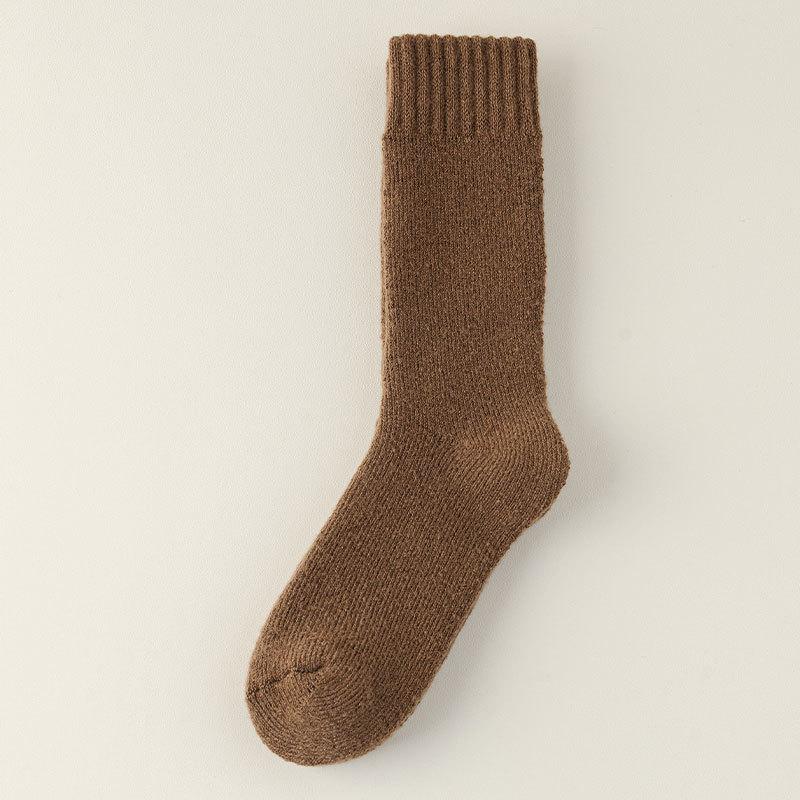 Autumn and Winter Thickened Men's Solid Color Loop Warm Mid-calf Socks, Loose-fitting Socks, Men's Thickened Towel Snow Socks, Floor Socks