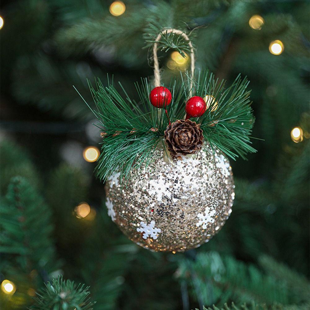 Red Pine Needle Sticky Ball High Grade Christmas Balls Set Christmas Sticky Pink Ball New Year