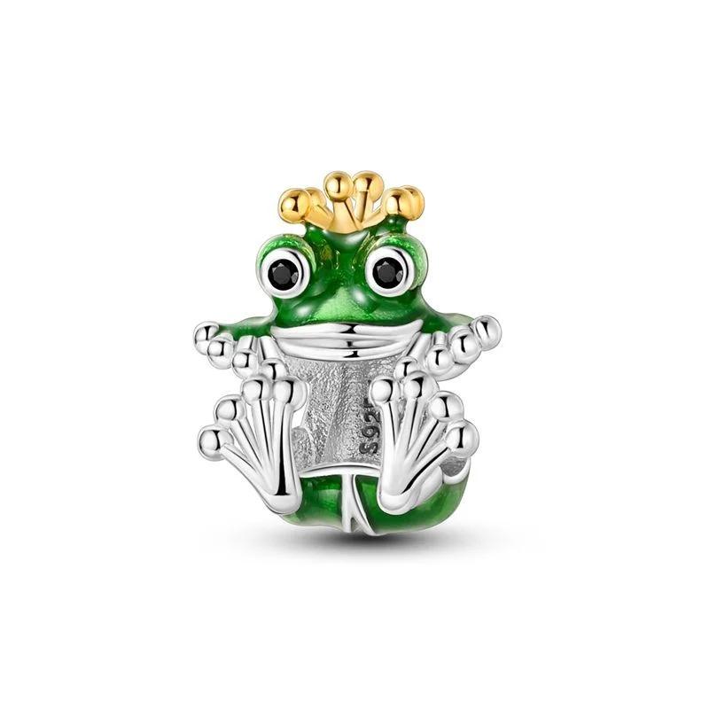 Luck Charm Copper Craft Four Leaf Clover Green Tree Frog Turtle Bead Pendant Ideal For Bracelet Women Diy Jewelry Present
