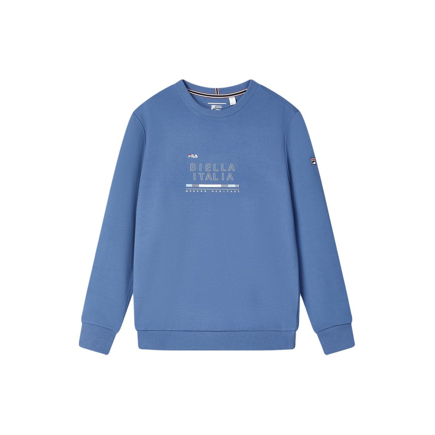 

FILA Letter Print Casual Celebrity Pullover Sweatshirt Men sweatshirt Misty-Lake-Blue F11M411211F-DB M