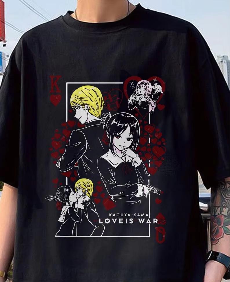 Japanese Anime Kaguyasama Love Is War Oversized Casual Graphic Print Soft Breathable Unisex Tshirt Streetwear Top Comfortab