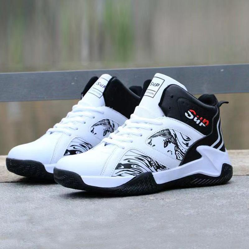 

Foreign trade casual sports shoes men s spring and autumn Korean version breathable trend running shoes high-top basketball men s shoes 44