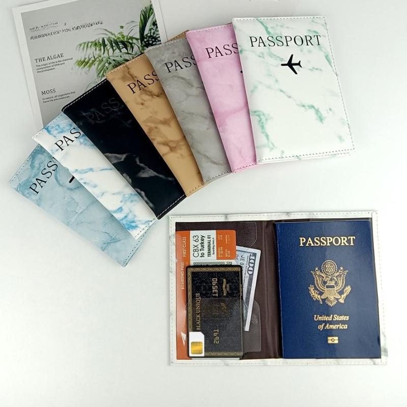 PU-Leder-Reisepasshülle Einfaches Flugzeug-Buchstaben-Druck Damen Herren Reise-Reisepass-Etui-Halter Mode Hochzeitsgeschenk