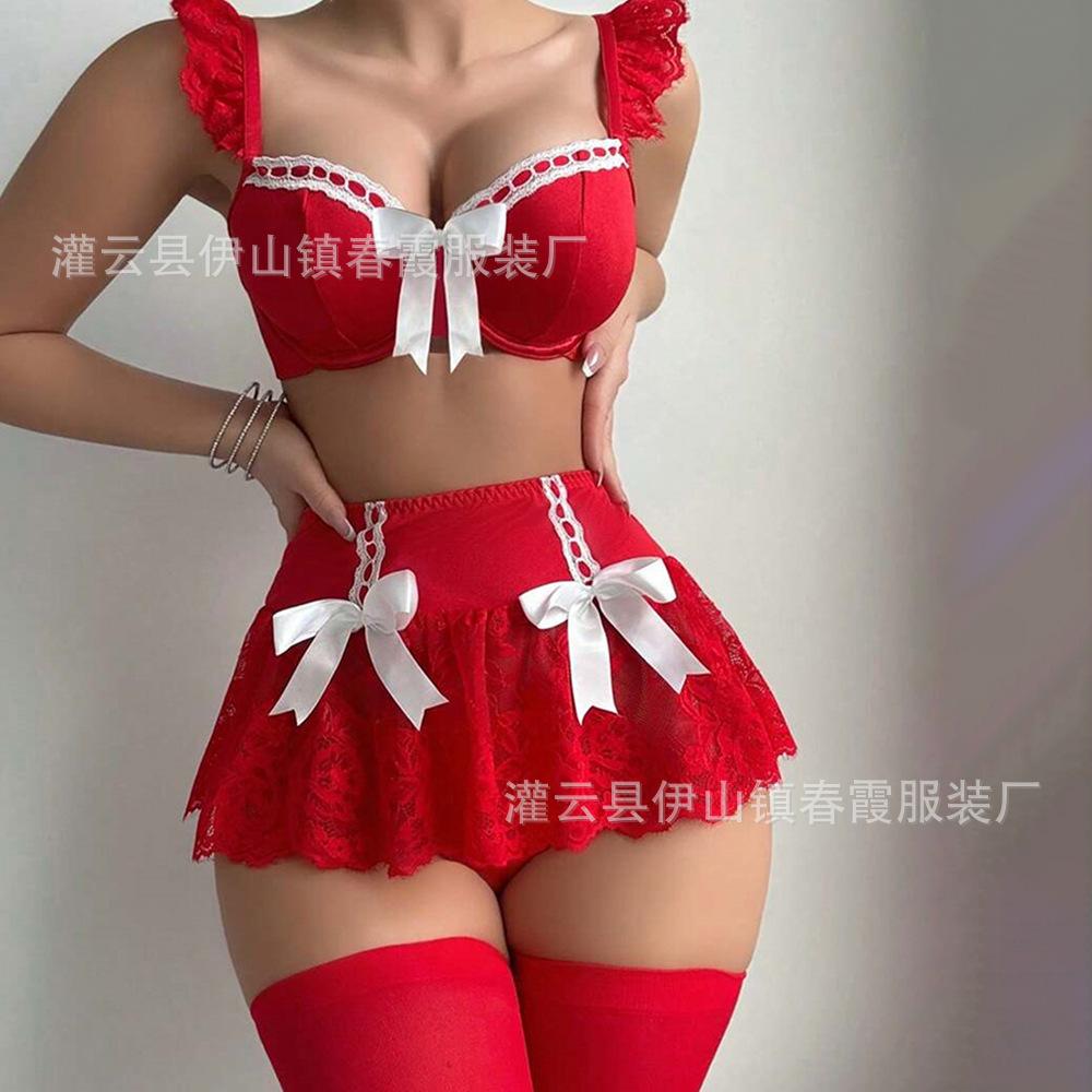 New Sexy Pure Desire Hottie Lace Bow Suspender Lingerie Suit Women