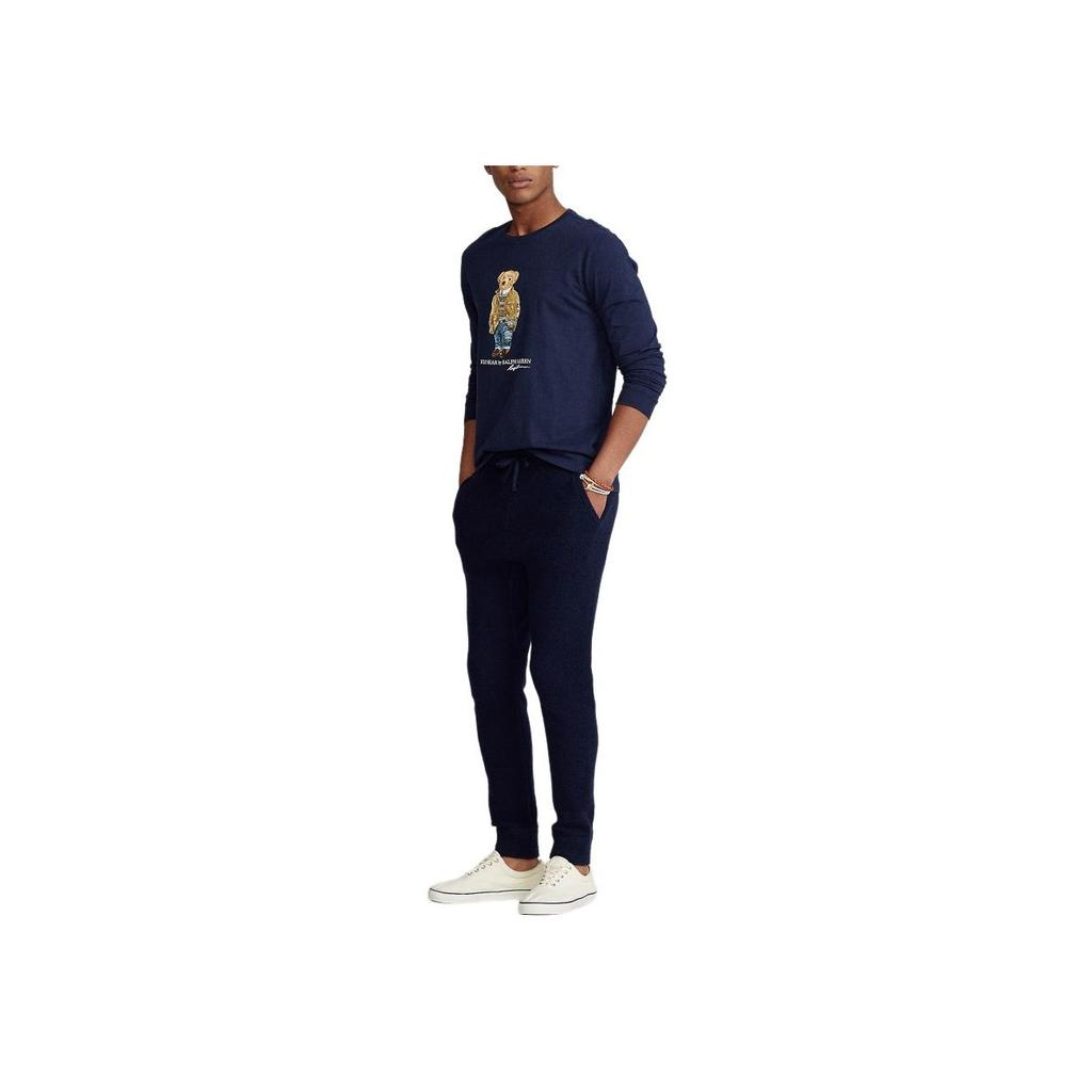 Polo Ralph Lauren Bear Print Slim Fit Crew Neck Long Sleeve T-Shirt Men Tops Dark-Blue MNPOTSH16820153-410