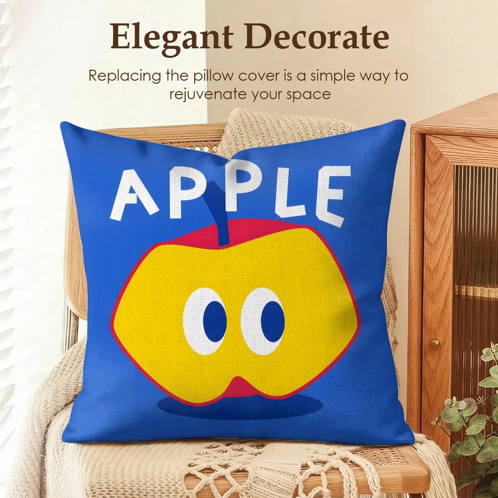 Cute Anime Fruit Cushion Cover Natural Linen Organic Fabric Double-Sided Printing Sofa Home Decor Gift Pillow Case