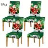 1Pcs Dining Chair Cover Santa Claus Pattern Stretchable Seat Protector For Holiday Party Decoration Holiday Table Setting