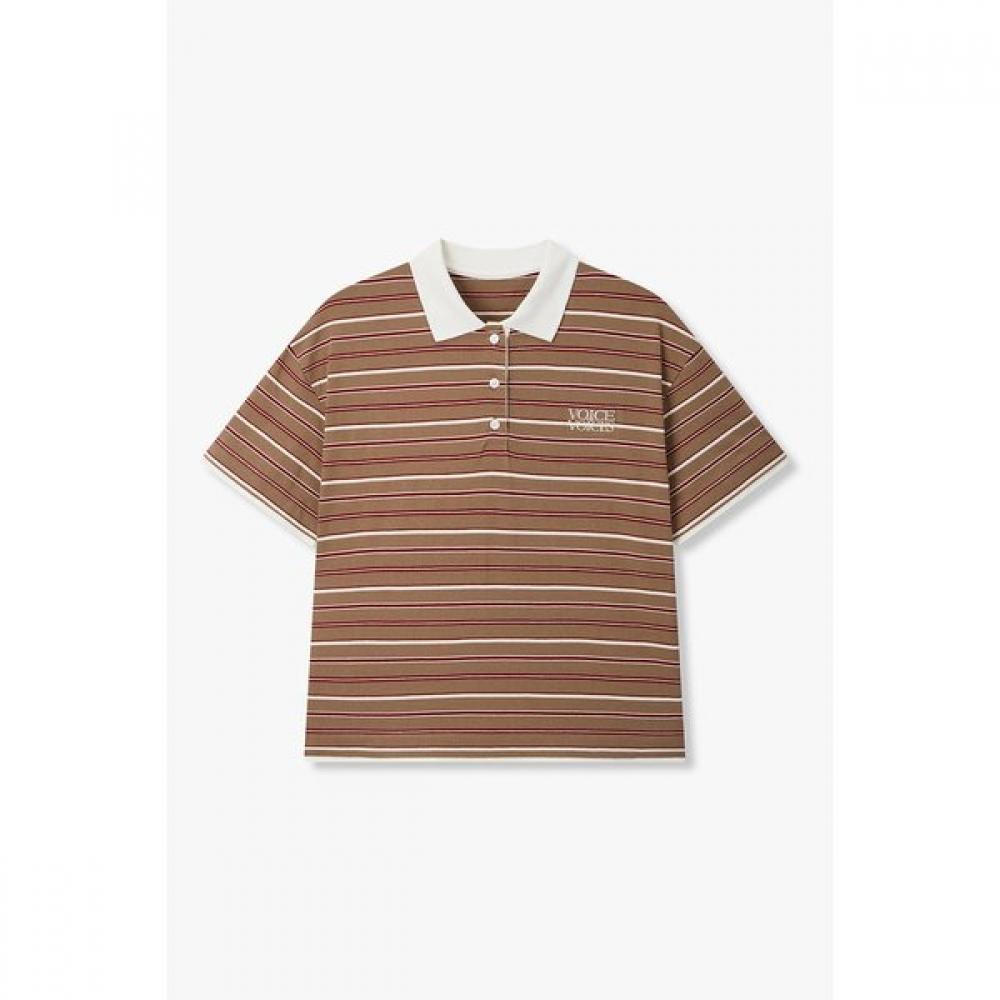 

Vov Woven Mix STripe Collar T shirT 7156340005 beige (03)/S(55)