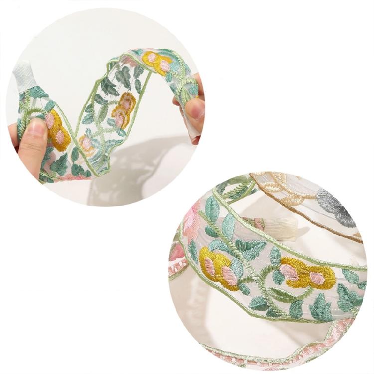 New Chinese Styles Wide Headband with Embroidered Flowers Comfortable High Skull Hairhoop For Everyday Wear Formal Event