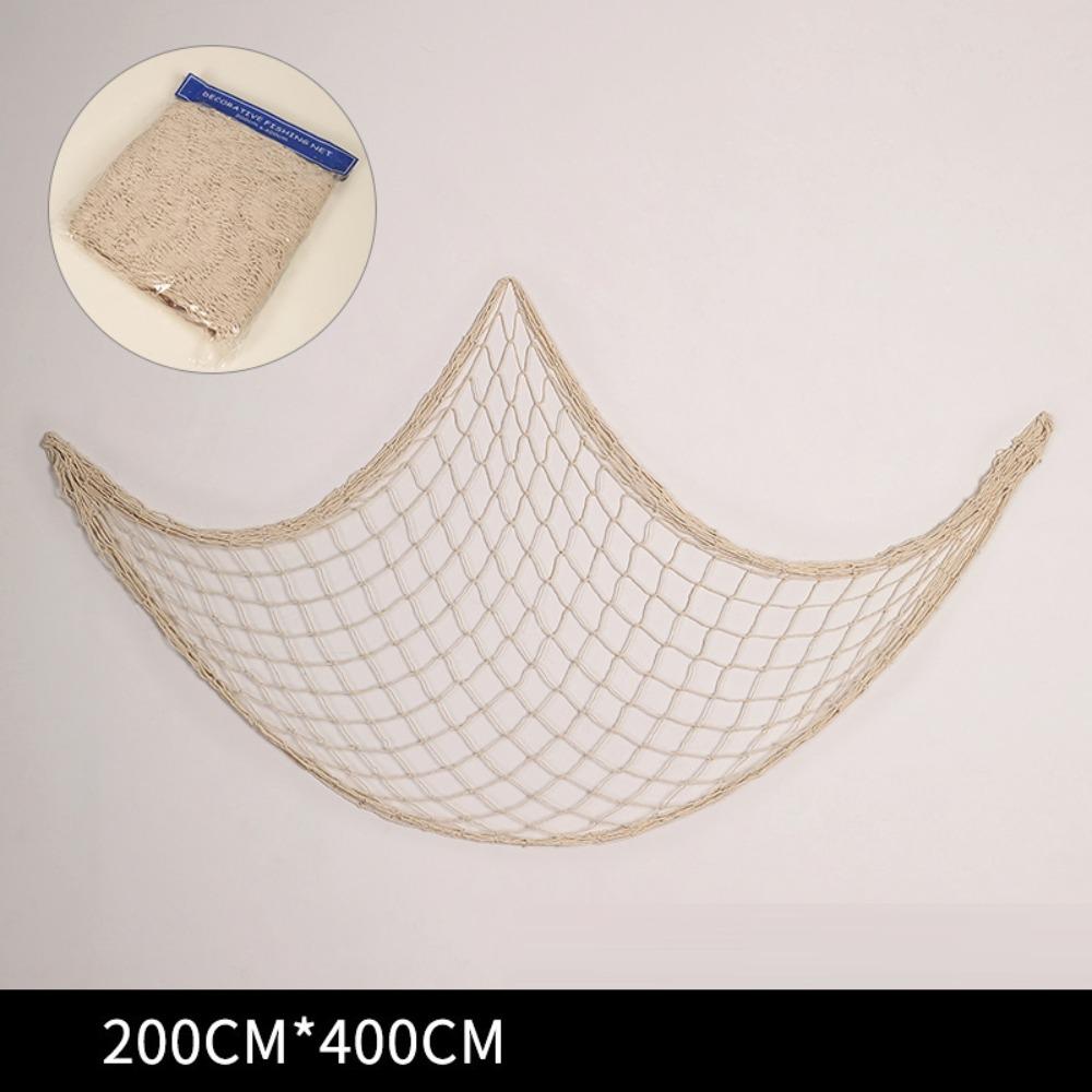 Wall Mounted Photo Hanging Fishing Net with Shells Coastal Style Net Display Wall Decor Bohemian Multi-size Beach Theme Decor
