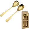 Spoon Long Cutlery For Salad Fork Spoon Set 2 Pieces Gold
