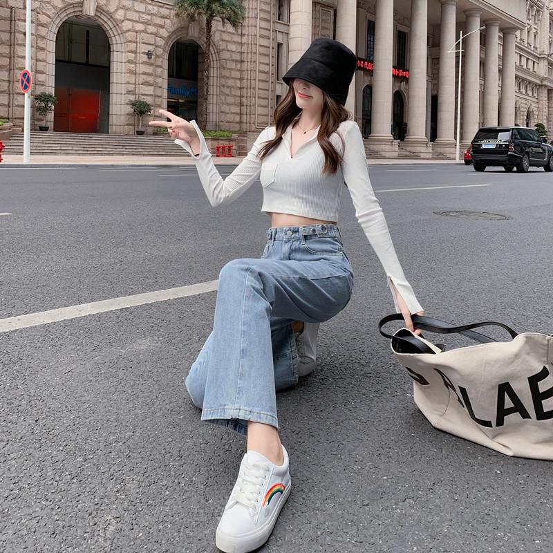 

High-Waisted Wide-Leg Denim Jeans for Women - Autumn/Winter 2022, Slimming Loose Fit Straight-Leg. Large