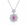 S925 Sterling Silver Necklace with Rose Red and Green Padparadscha Ice Flower Pendant - European & American Light Luxury Jewelry