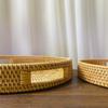 Multipurpose Handcrafted Fruit Rattan Tray Round Wicker Designs with Convenient Handles Convenient for Kitchen Use