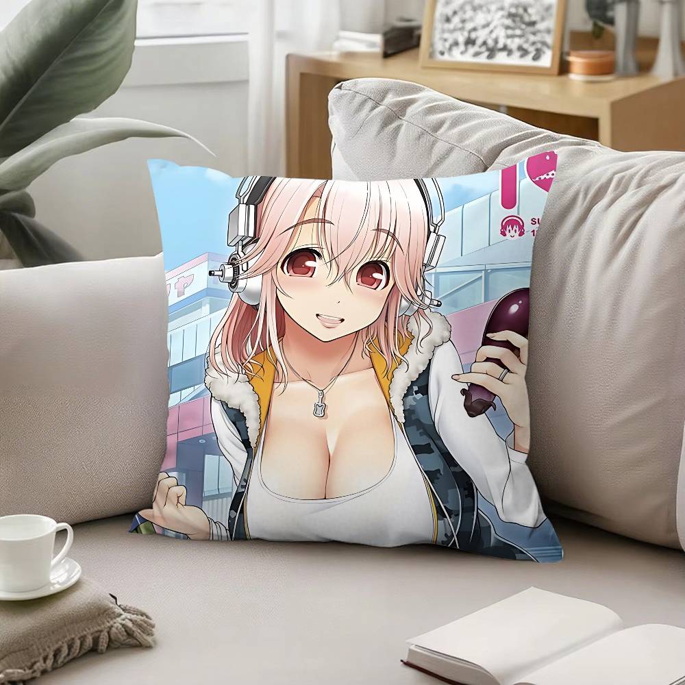 Cute SSUPER SONICO Pillow Case Pattern Printed Pillowcase For Living Room Sofa Cushion Cover  Bedroom Decor